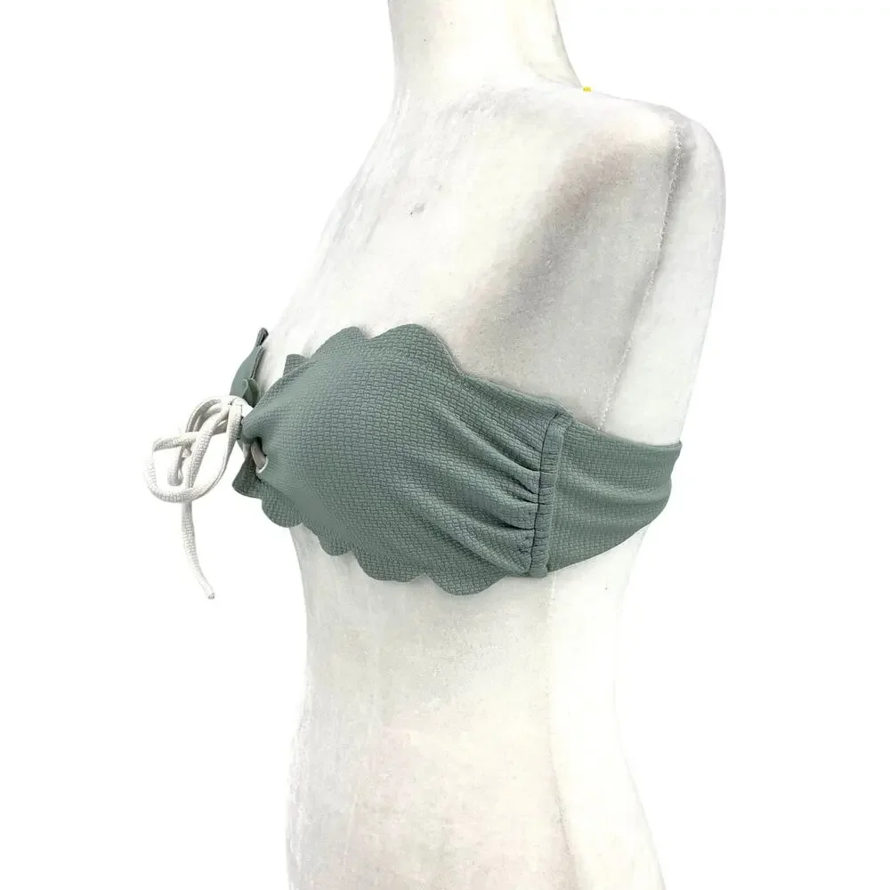 Marysia Swim‎ Women's M Green Antibes Bandeau Bikini Scalloped Strapless NWOT - Picture 3 of 9